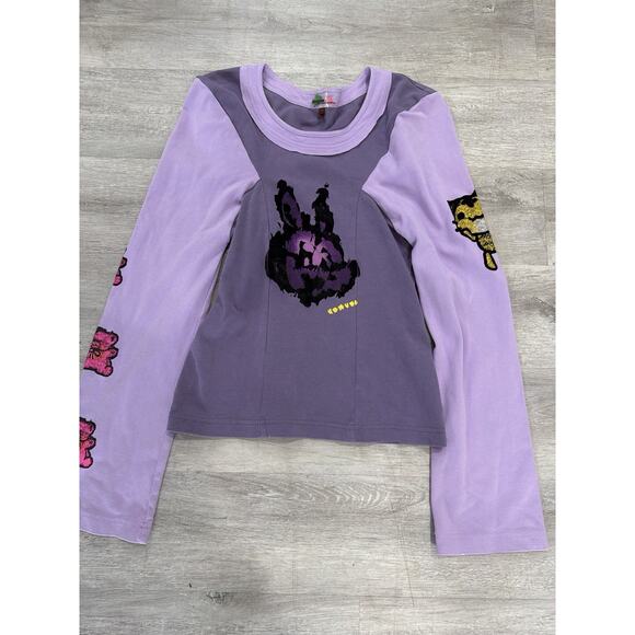 Heaven by Marc Jacobs Purple Bunny Graphic Long Sleeve Top Women’s S - Picture 4 of 12